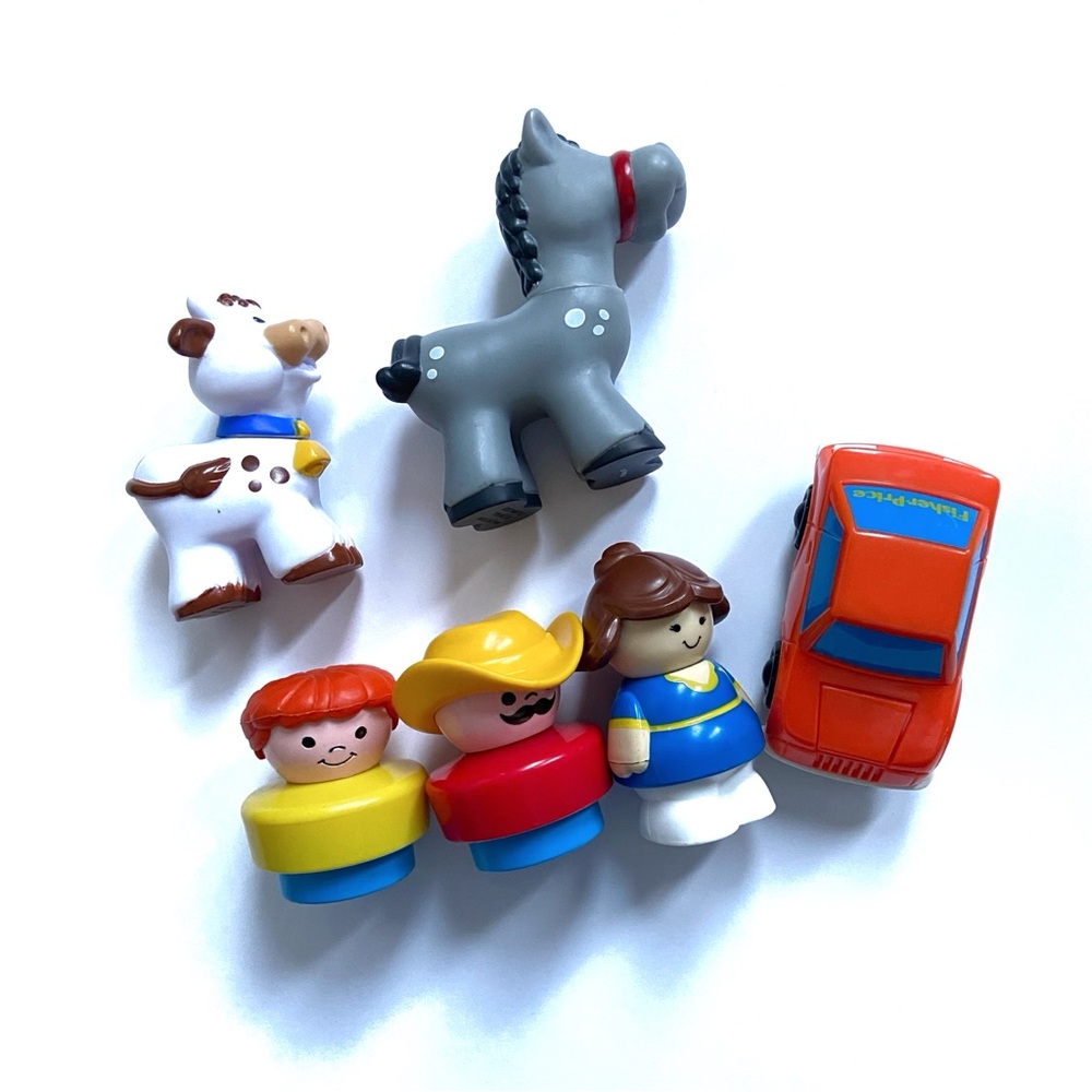 Vintage Fisher Price Little People Figurines Horse Cow Car